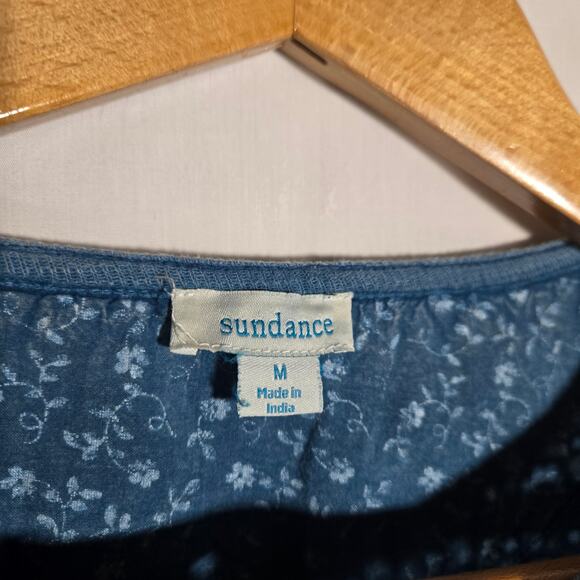 Sundance Cotton Crochet Embroidered Henley Lace Long Sleeve Boho Hippie Medium - Picture 3 of 6